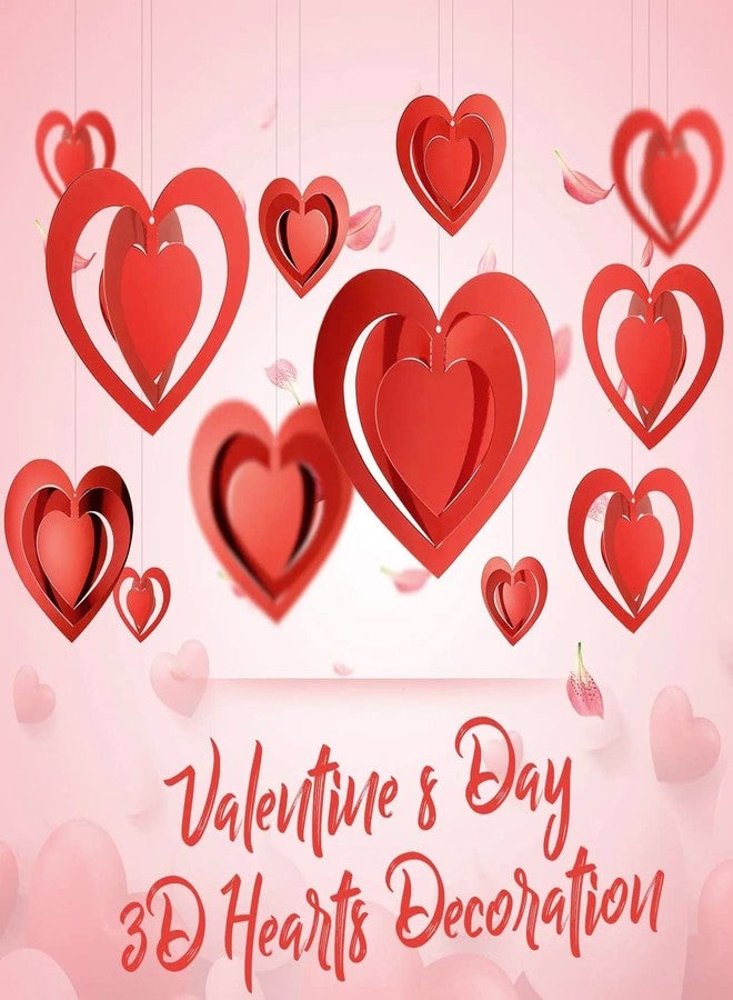 AMFIN® (Pack of 16) Valentines Day Hanging/Valentine Decoration/Valentine 3D Love Heart Shape Hanging/Heart Shape Hanging/Red Love Hanging / 3D Hanging Heart/Anniversary Hanging Heart - Image 3